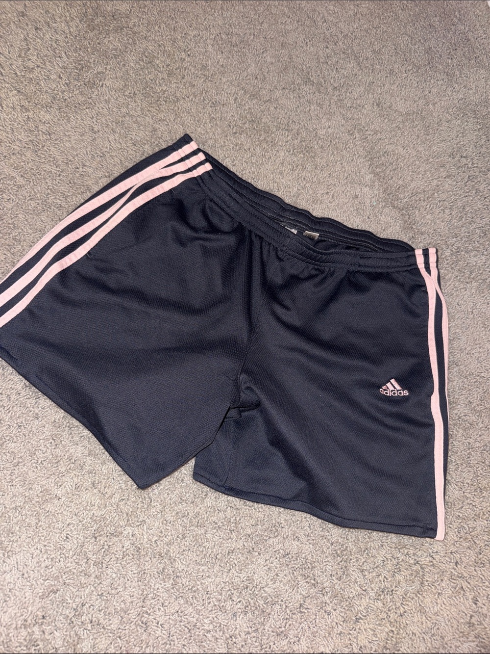 adidas Dark Grey Shorts with Light Pink Stripes